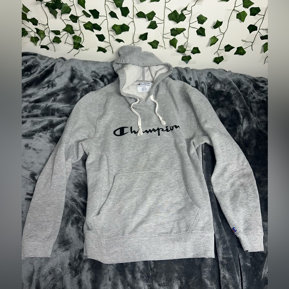 Grey champion hoodie, size medium